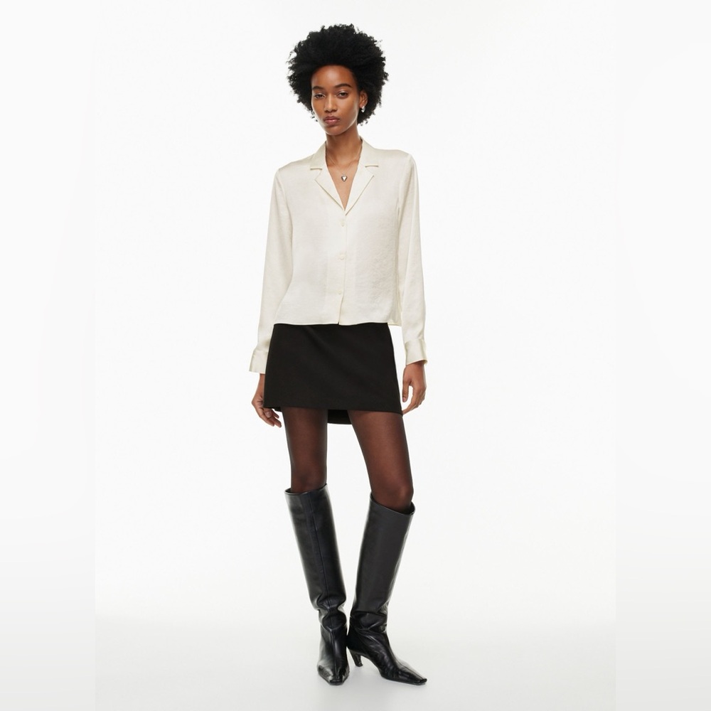 aritzia white satin blouse